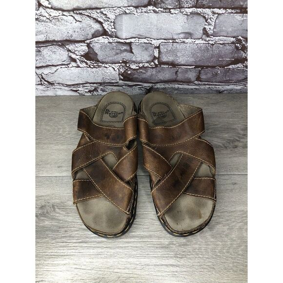 Vintage 90s DR. DOC MARTENS Brown Leather Fisherman Platform Sandals Men Sz 43EU - Picture 4 of 16